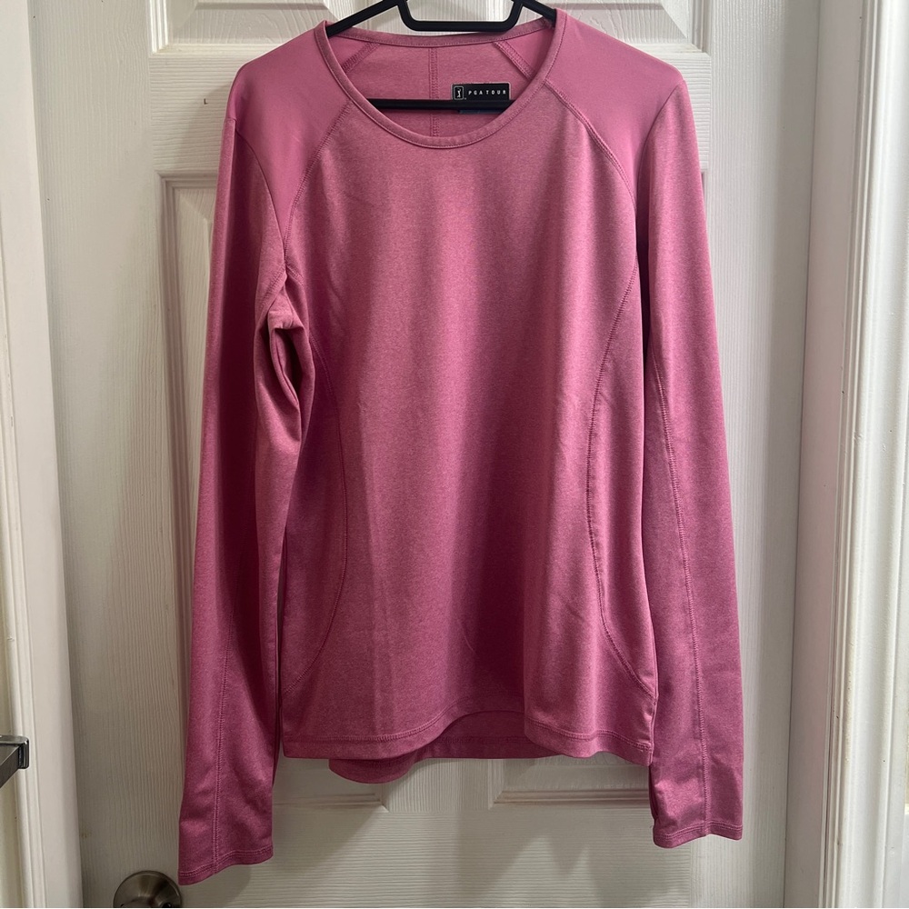 PGA Tour Women's Pink Long Sleeve Sweatshirt Athletic Golf Exercise Top